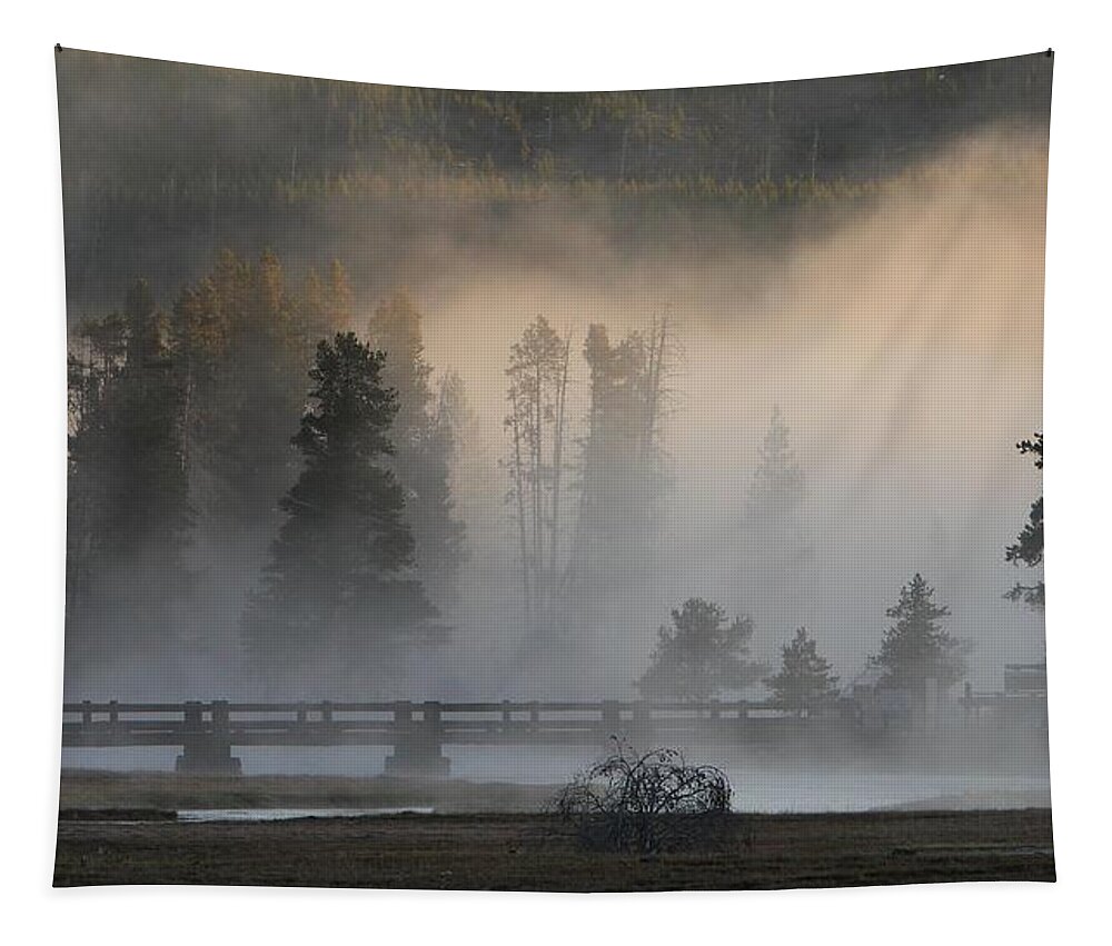 Bridge Tapestry featuring the photograph Misty Bridge by David Andersen
