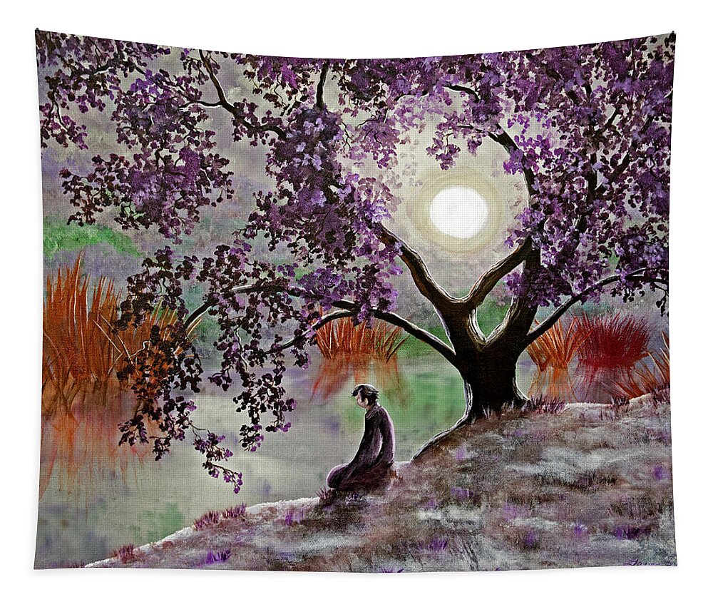  Original Tapestry featuring the painting Misty Morning Meditation by Laura Iverson