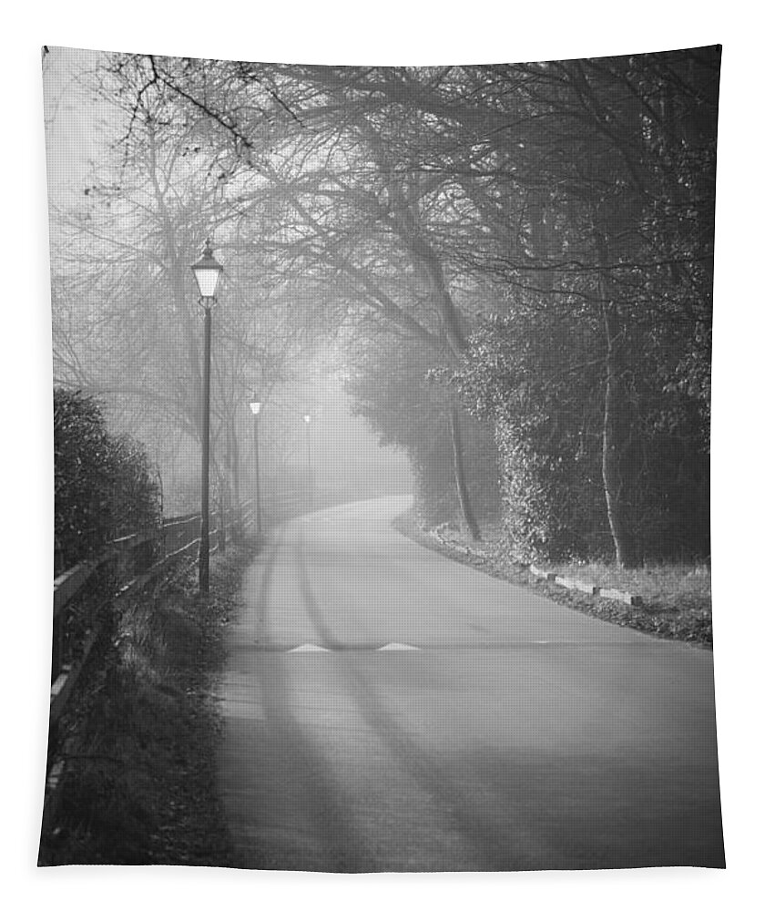 Misty Tapestry featuring the photograph Misty road to Royden by Spikey Mouse Photography