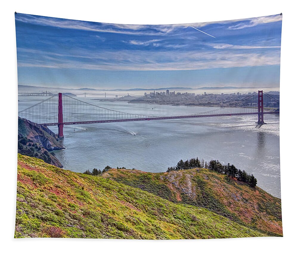 Bridge Tapestry featuring the photograph Misty San Francisco by Susan Rissi Tregoning