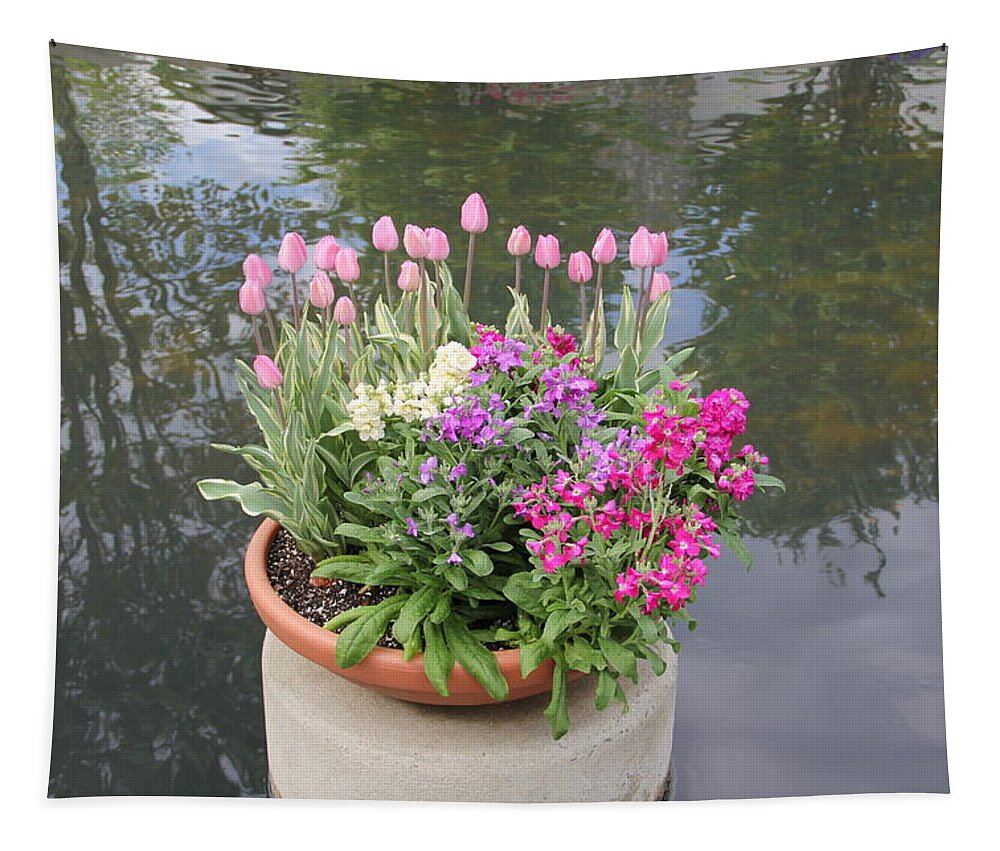 Flowers Tapestry featuring the photograph Mixed Flower Planter by Allen Nice-Webb