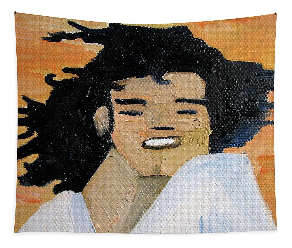 Michael Jackson Tapestry featuring the painting Mj one of five number one by Patricia Arroyo