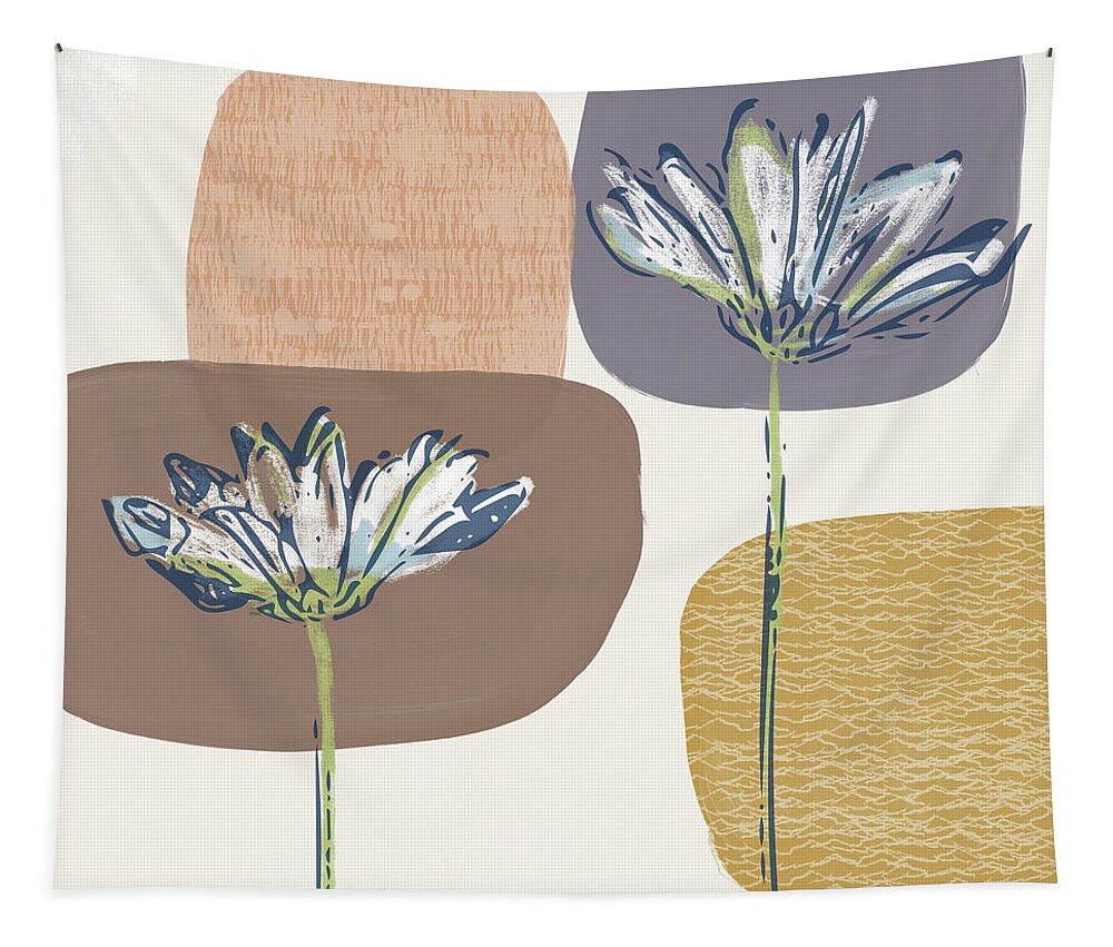 Modern Tapestry featuring the mixed media Modern Fall Floral 1- Art by Linda Woods by Linda Woods
