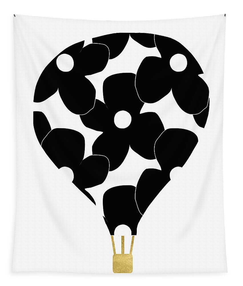 Hot Air Balloon Tapestry featuring the digital art Modern Floral Hot Air Balloon- Art by Linda Woods by Linda Woods