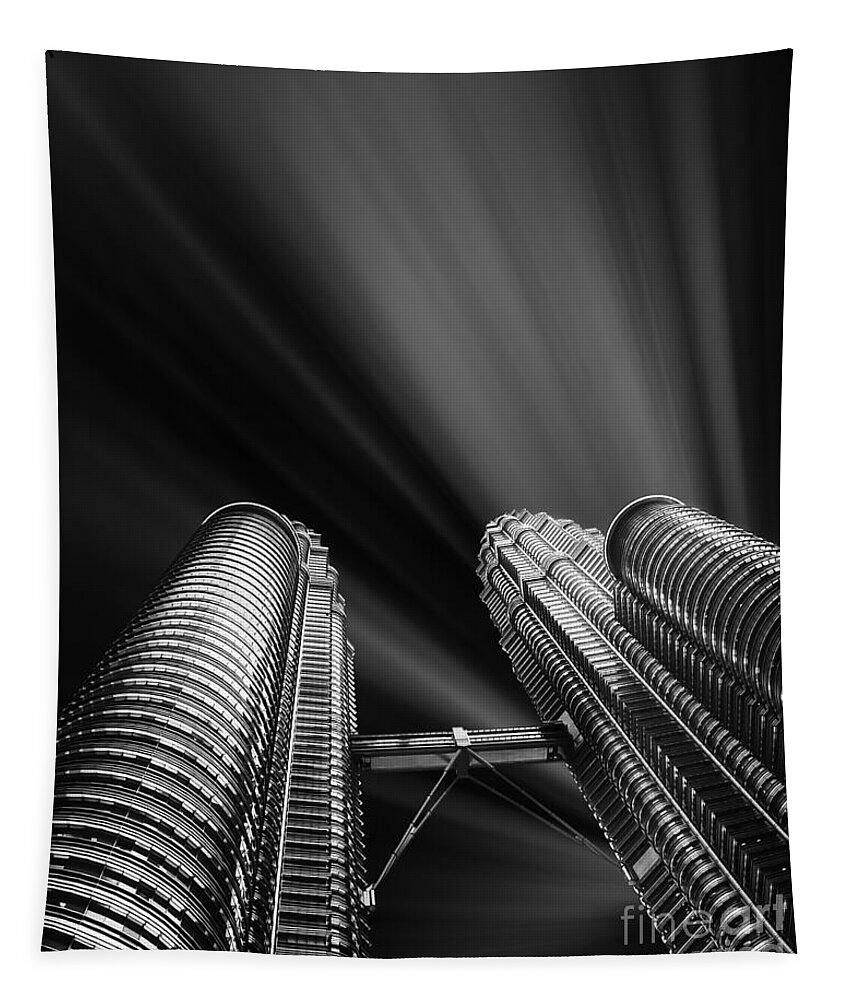 Skyscraper Tapestry featuring the photograph Modern skyscraper black and white picture by Stefano Senise