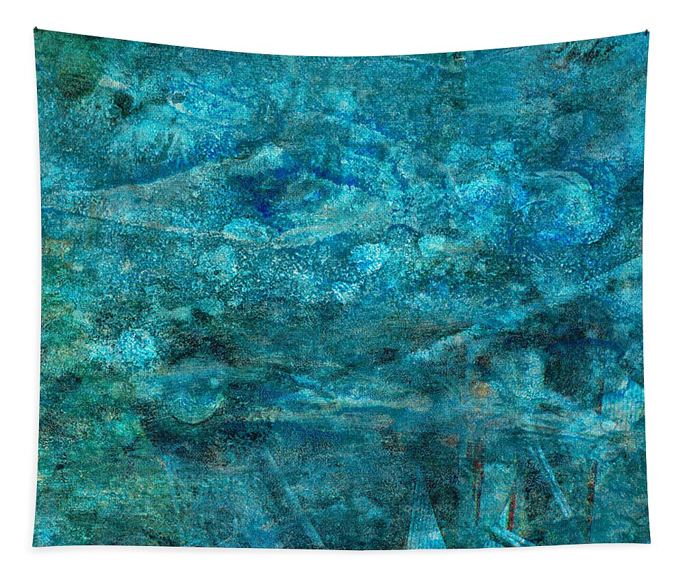 Teal Tapestry featuring the painting Modern Turquoise Art - Deep Mystery - Sharon Cummings by Sharon Cummings
