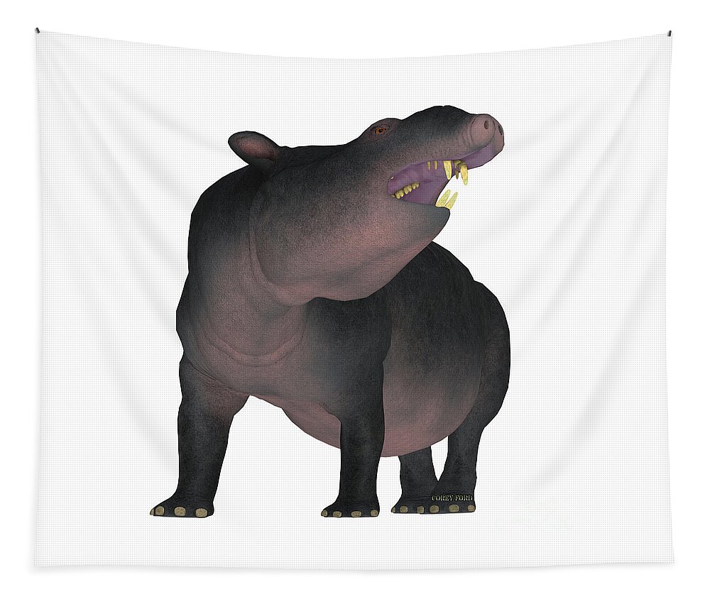 Moeritherium Tapestry featuring the painting Moeritherium on White by Corey Ford