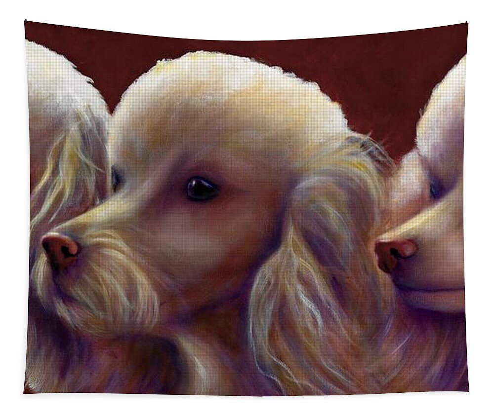 Dogs Tapestry featuring the painting Molly Charlie and Abby by Shannon Grissom