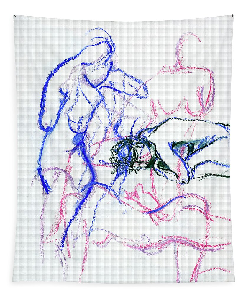 Gestural Tapestry featuring the mixed media Moments in Time No 1 by Kerryn Madsen-Pietsch