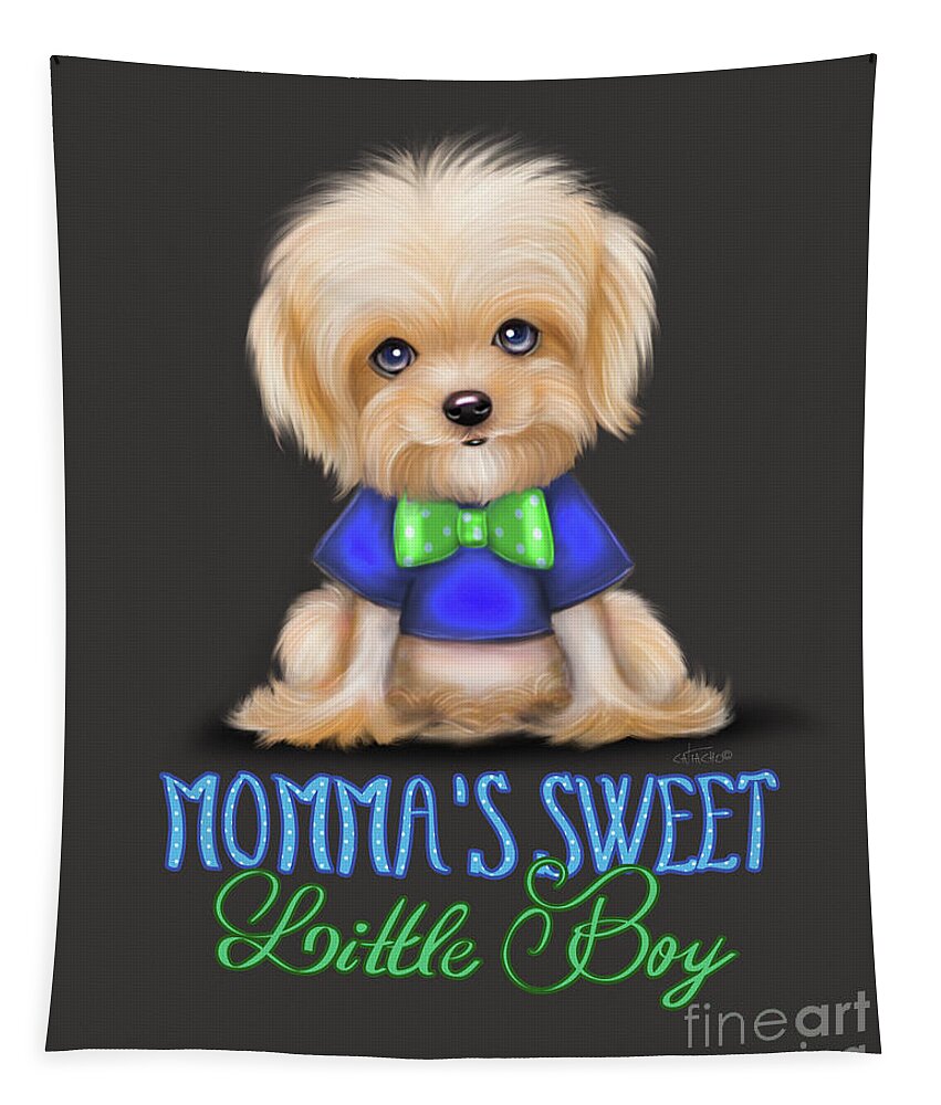 Momma Tapestry featuring the painting Mommas sweet little boy by Catia Lee