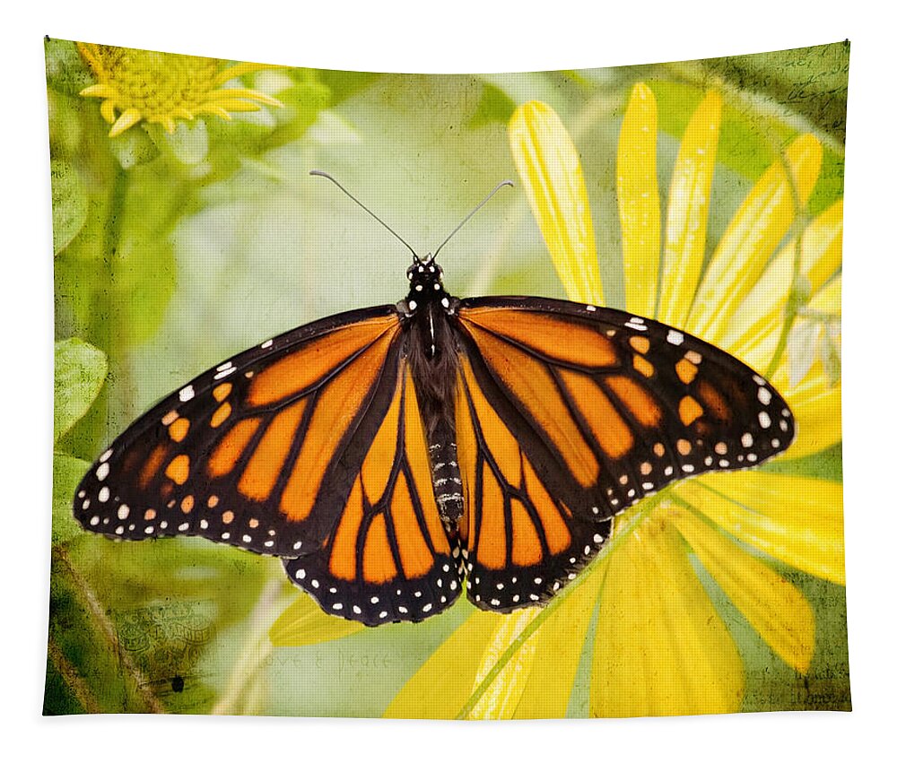 Butterfly Tapestry featuring the photograph Monarch and flowers by Al Mueller