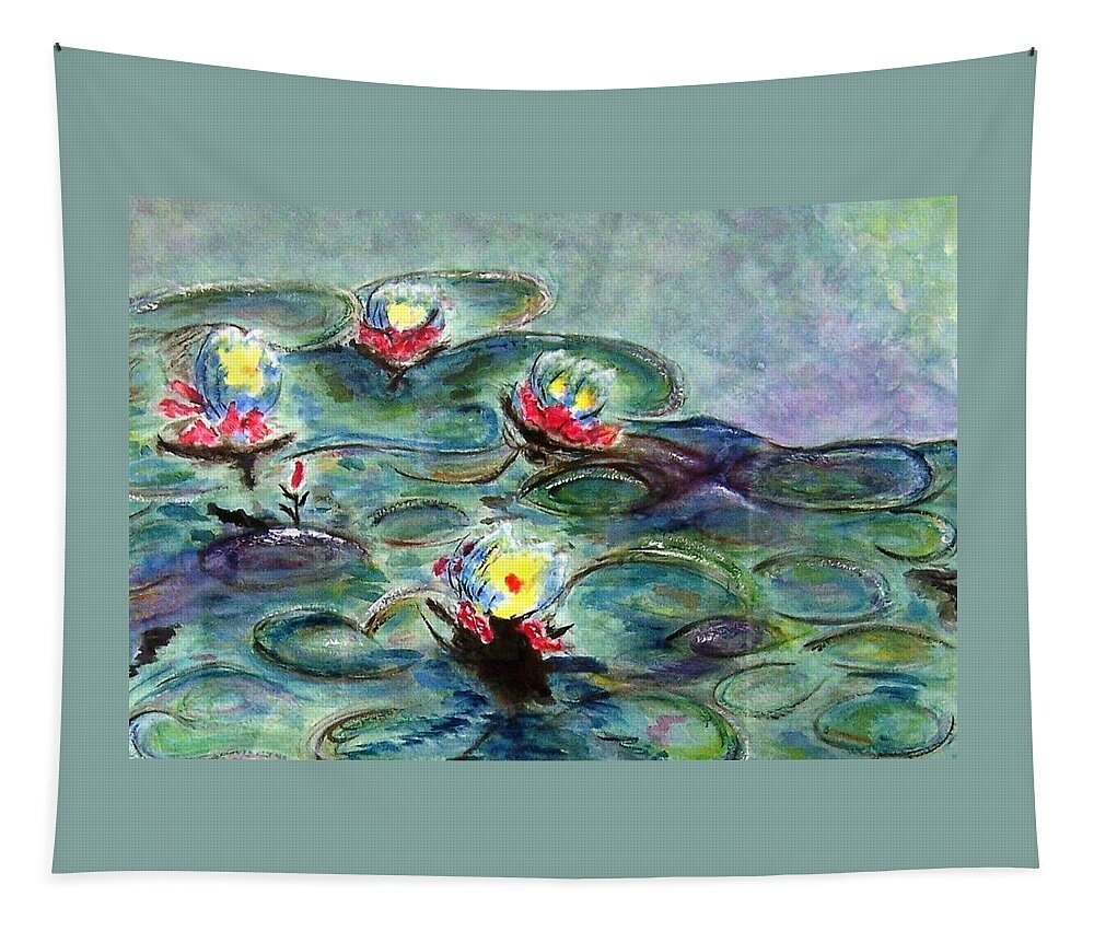 Monet Tapestry featuring the painting Monet's Lilies on Pond by Jamie Frier