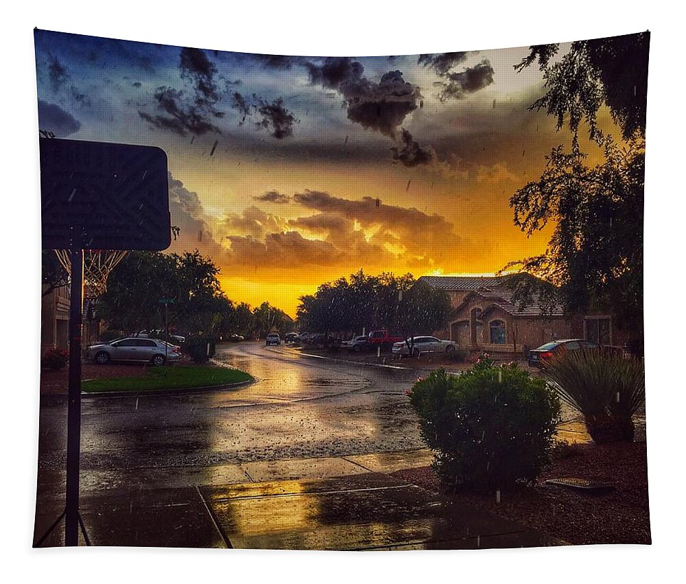 Sunset Tapestry featuring the photograph Monsoon Sunset by Melanie Lankford Photography