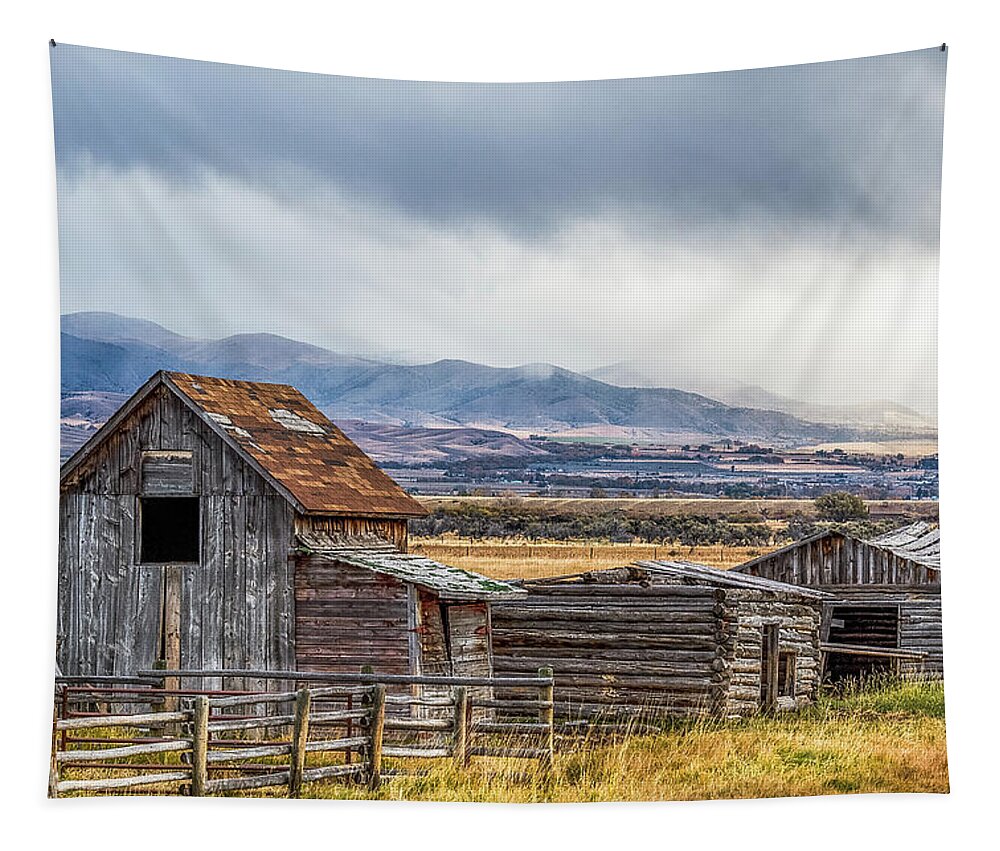 Barn Tapestry featuring the photograph Montana Scenery by Paul Freidlund
