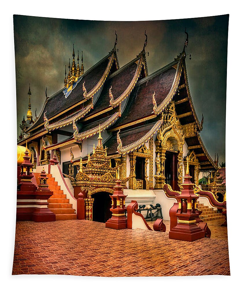 Chiang Mai Tapestry featuring the photograph Monthian Temple Chiang Mai by Adrian Evans