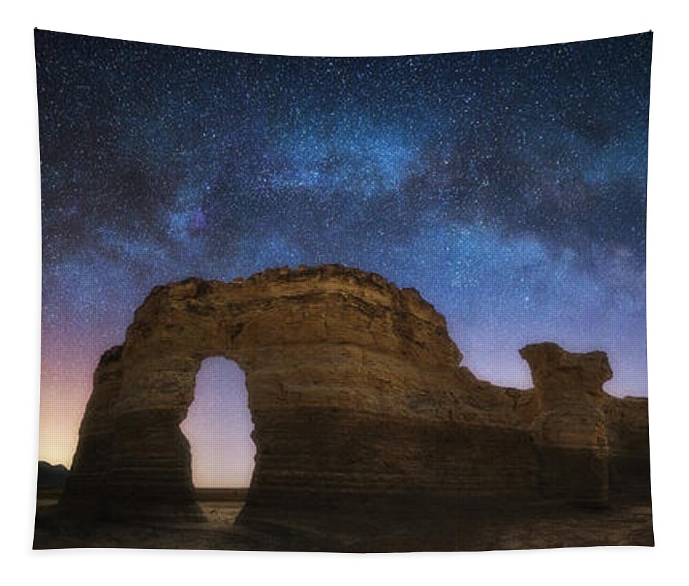 Panorama Tapestry featuring the photograph Monumental Milky Way by Darren White