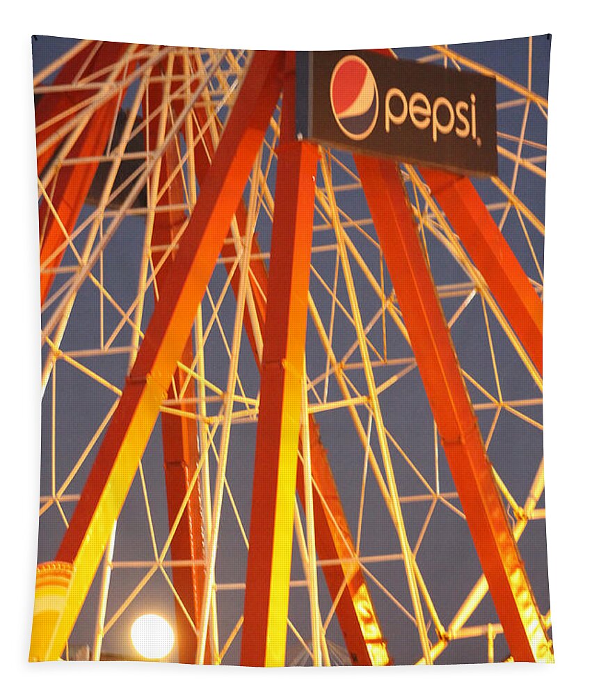 Moon Tapestry featuring the photograph Moon and the Ferris Wheel by Robert Banach