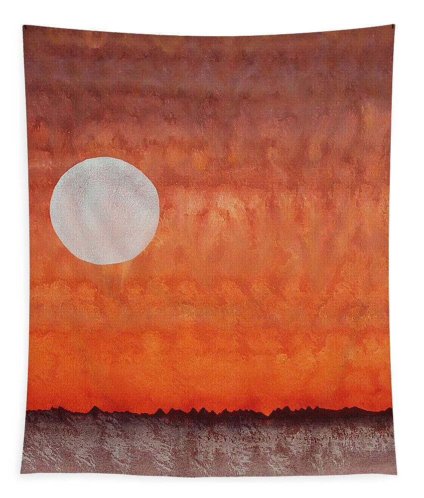 Mojave Tapestry featuring the painting Moon over Mojave by Sol Luckman