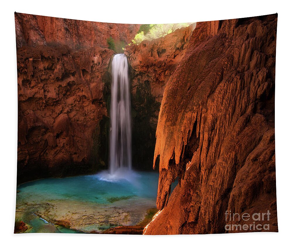 Mooney Falls Tapestry featuring the photograph Mooney Falls Havasupai by Bob Christopher