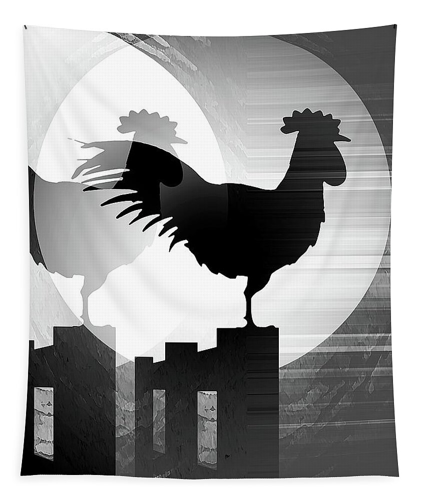 Rooster Tapestry featuring the digital art Moonrise Reflection by David Manlove
