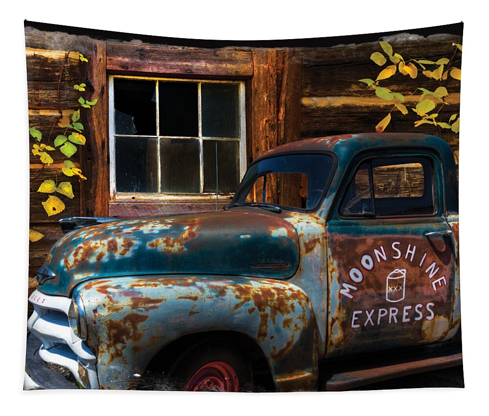 1950s Tapestry featuring the photograph Moonshine Express Bordered by Debra and Dave Vanderlaan
