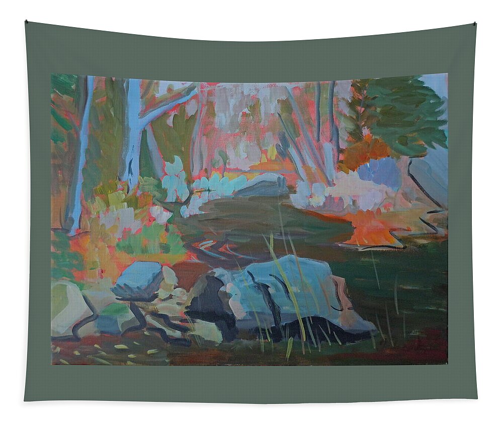 Landscape Tapestry featuring the painting Moose Lips Brook by Francine Frank