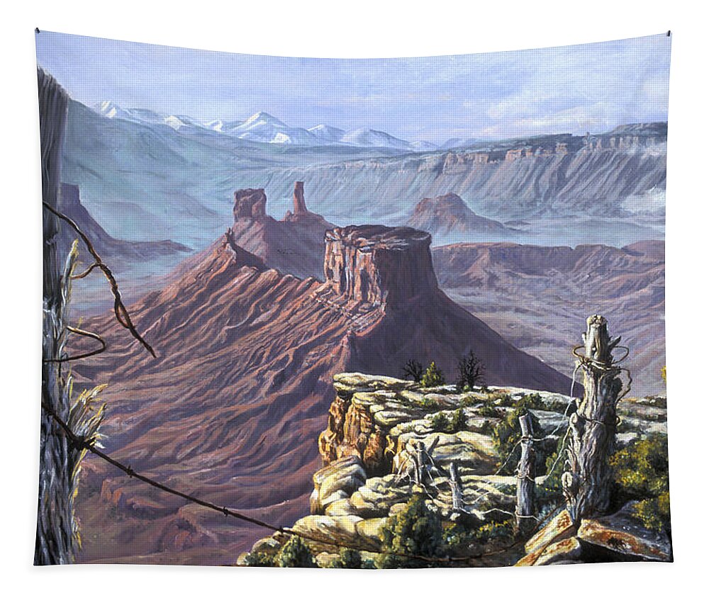 Landscape Tapestry featuring the painting Morning Boundaries by Page Holland