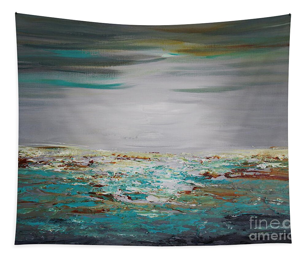 Green Tapestry featuring the painting Morning Breeze by Preethi Mathialagan
