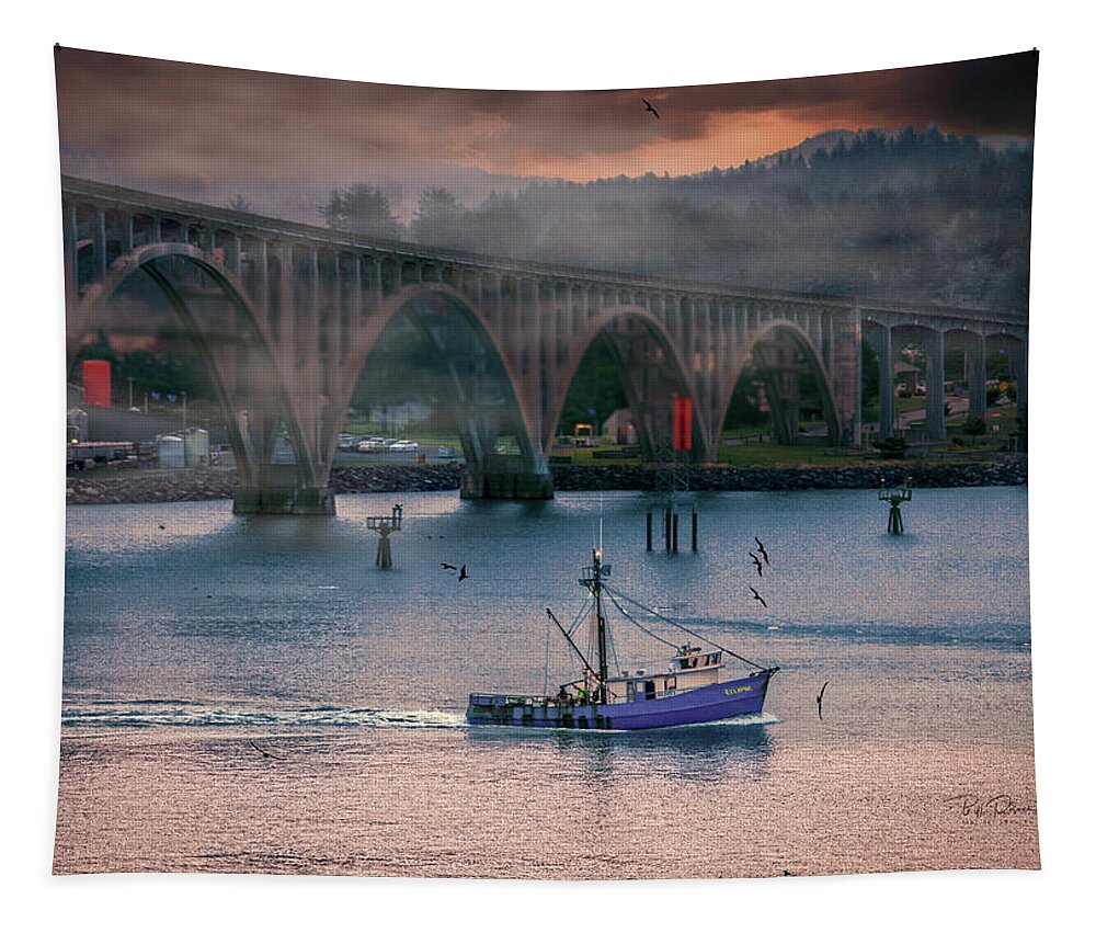 Fishing Boat Tapestry featuring the photograph Morning Commute by Bill Posner