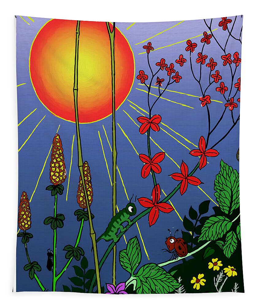 Kids Tapestry featuring the digital art Morning in the Garden by John Haldane