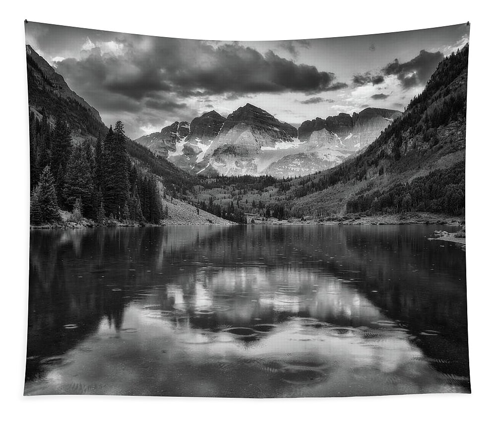 Monochrome Tapestry featuring the photograph Morning Rain at the Bells by Darren White