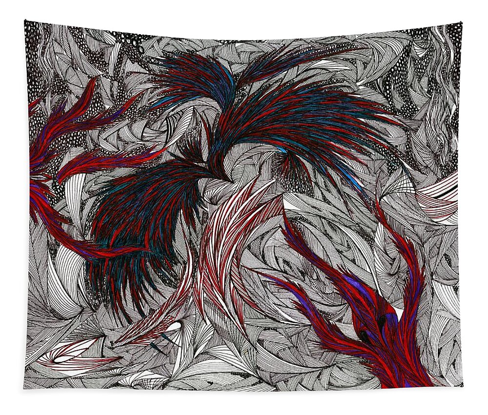 Ink Tapestry featuring the drawing Morpheus by Robert Nickologianis