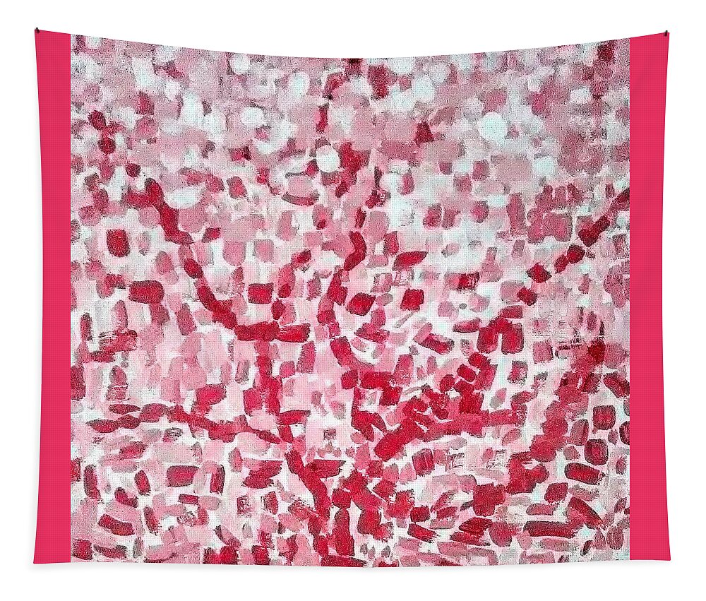 Pink Tapestry featuring the painting Mosaic Tree by Suzanne Berthier