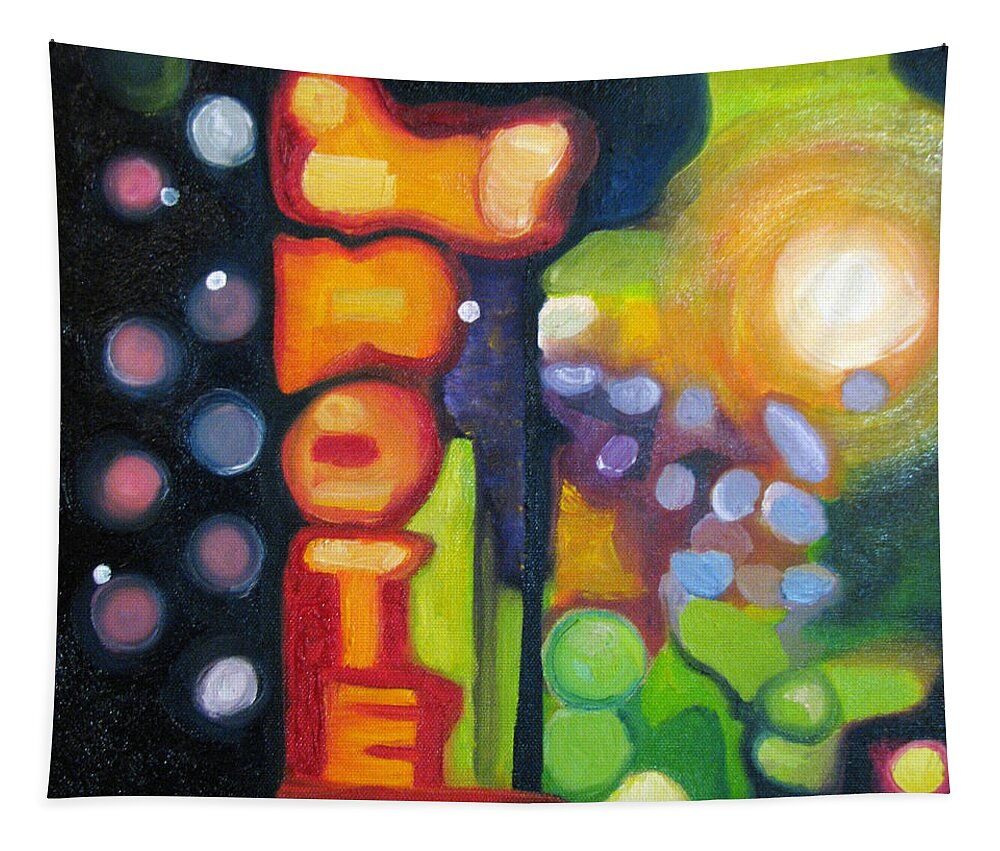 N Tapestry featuring the painting Motel Lights by Patricia Arroyo