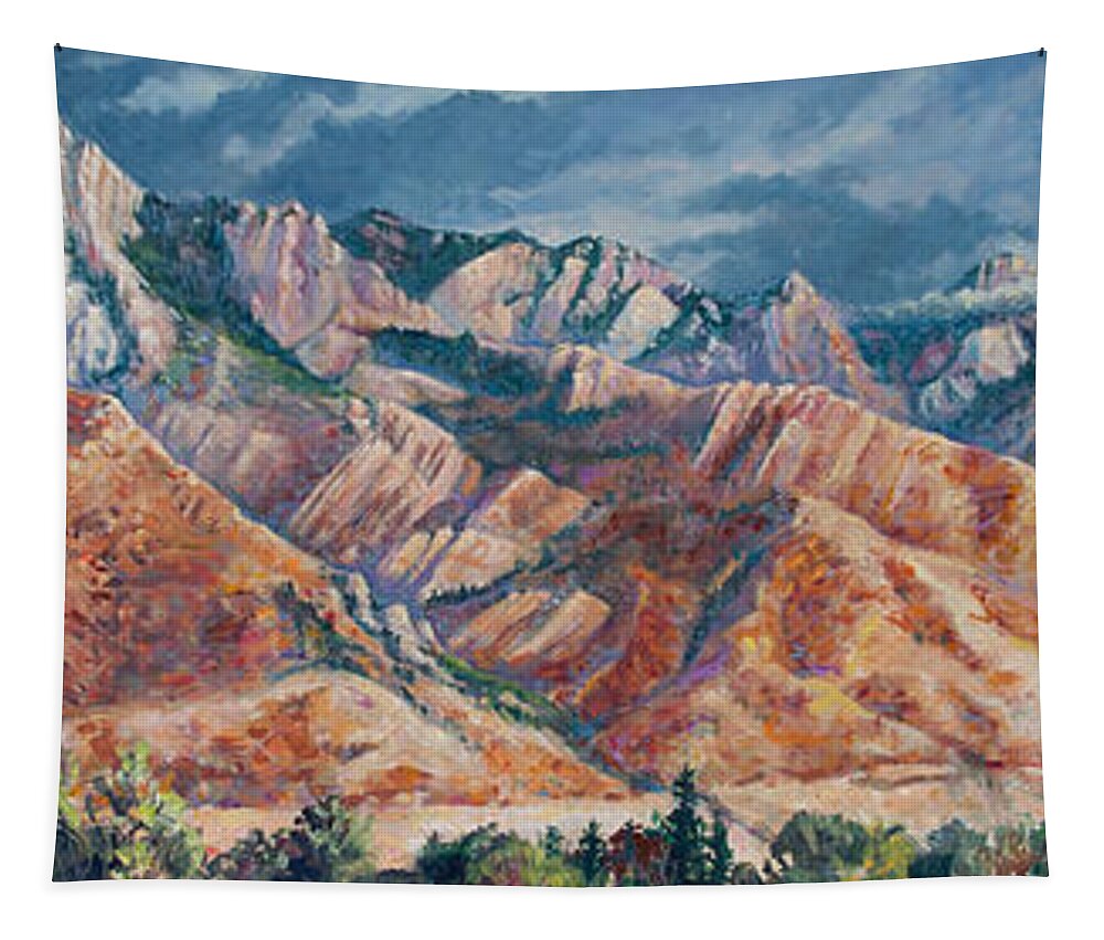 Wall Art Tapestry featuring the painting Mount Olympus in autumn by Robert Corsetti