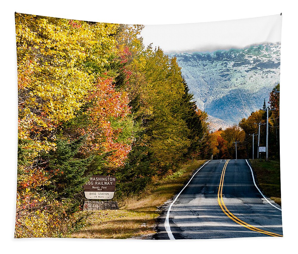 Snowliage Tapestry featuring the photograph Mount Washington in autumn by Jeff Folger