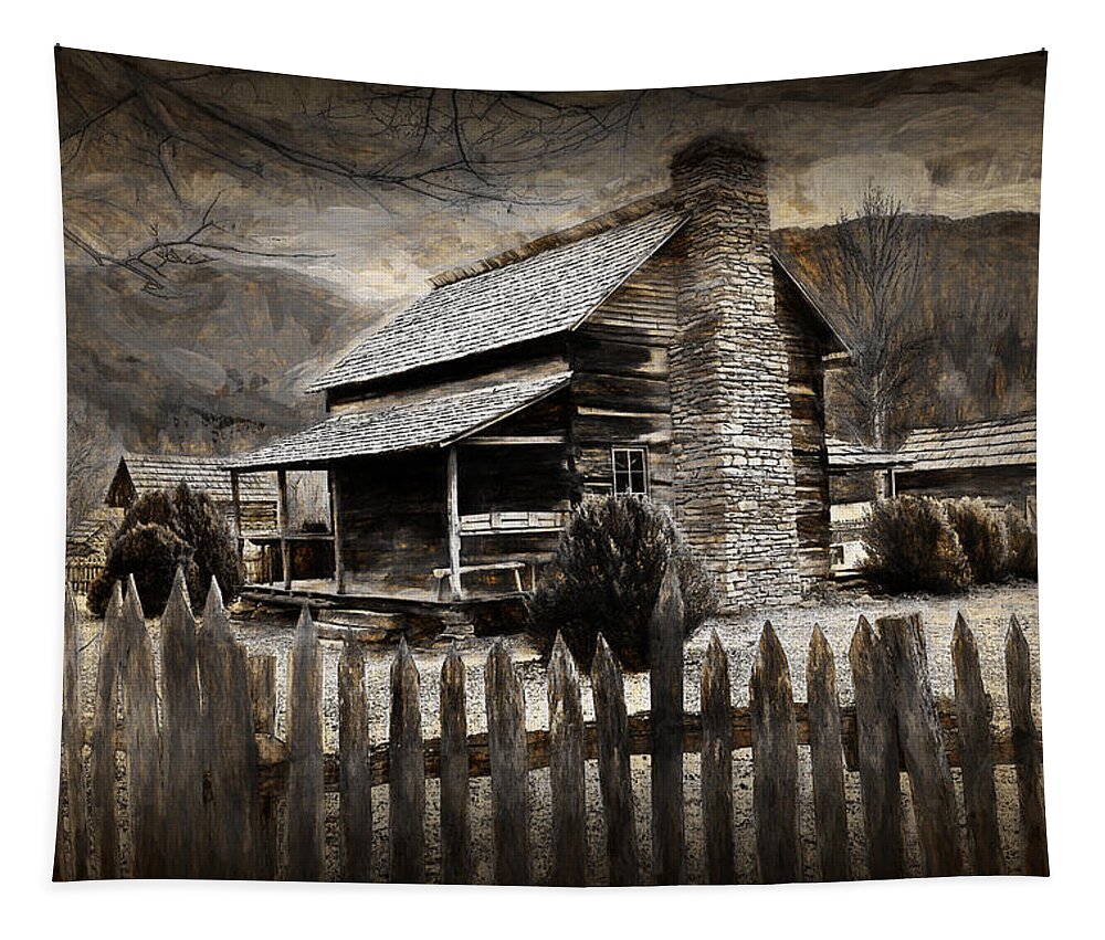 Art Tapestry featuring the photograph Mountain Cabin by Randall Nyhof