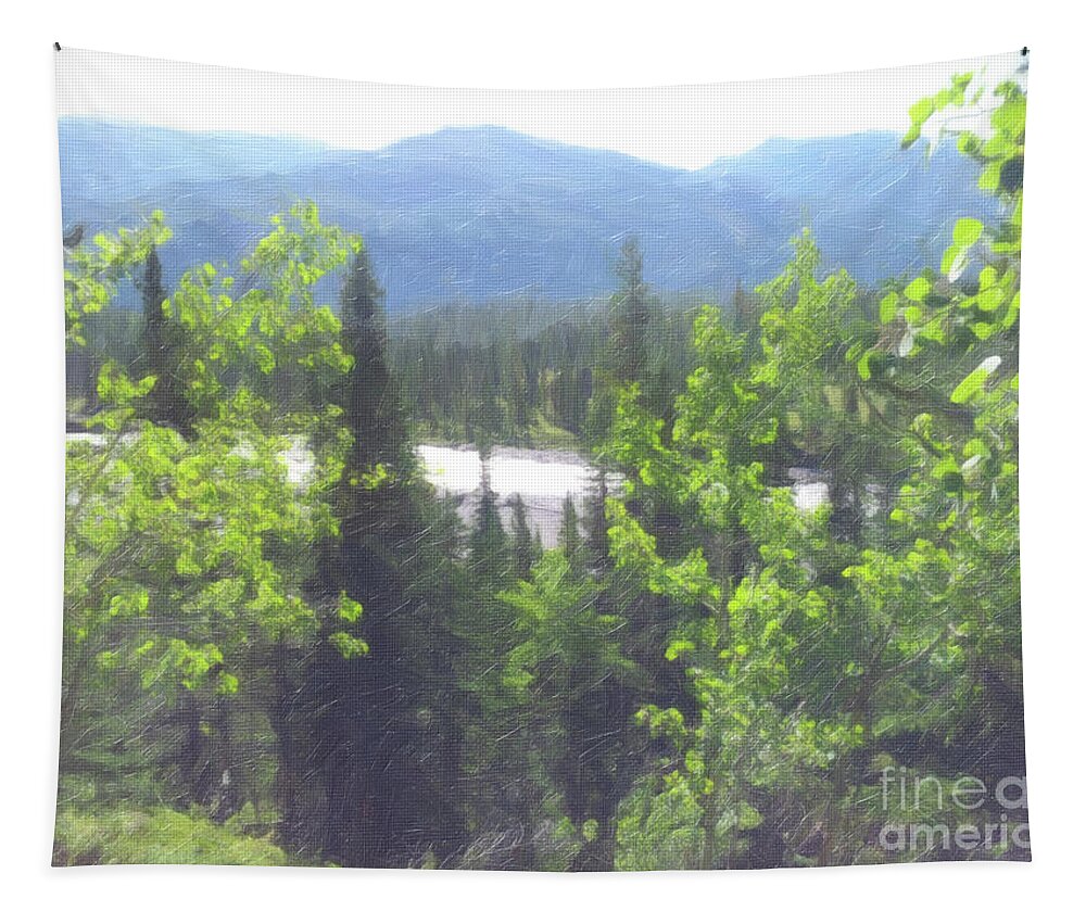 Mountain Scene Tapestry featuring the digital art Mountain Scene by Donna L Munro