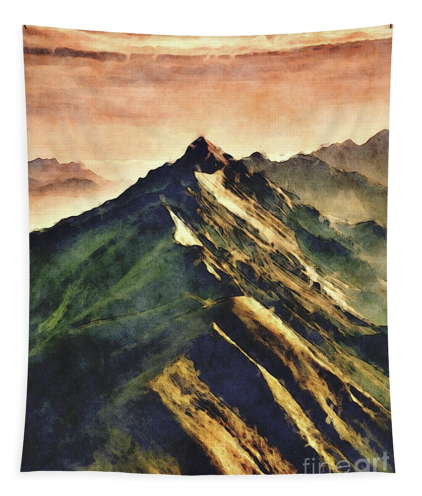Mountains Tapestry featuring the digital art Mountains In The Clouds by Phil Perkins