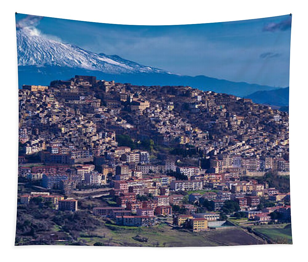 Volcano Tapestry featuring the photograph Mt. Etna and Gangi by Richard Gehlbach