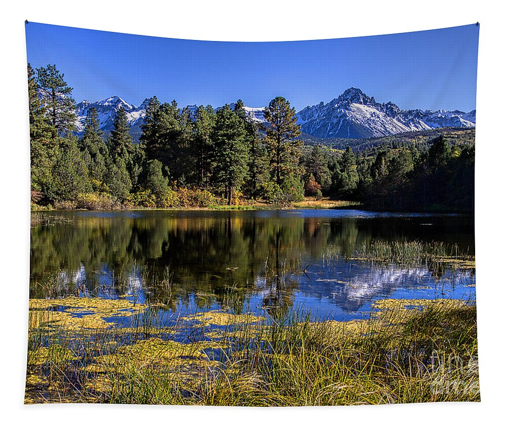 Mt. Sneffels Tapestry featuring the photograph Mt. Sneffels Reflection by Jim Garrison