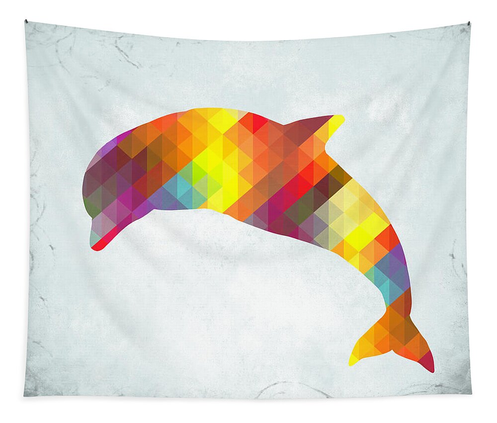 Dolphin Tapestry featuring the digital art Multicolor Dolphin by Lucie Dumas