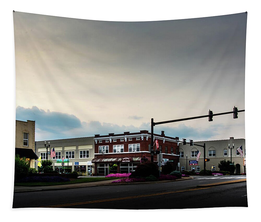 Cherokee County Tapestry featuring the photograph Murphy Morning by Greg and Chrystal Mimbs