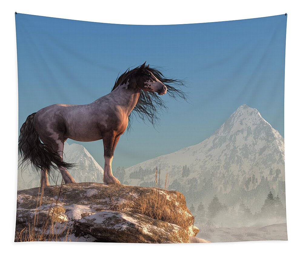  Tapestry featuring the digital art Mustang by Daniel Eskridge