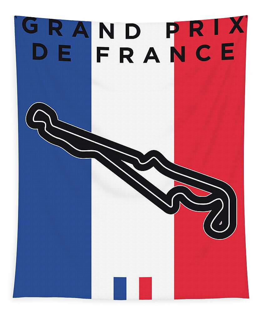 Minimal Tapestry featuring the digital art My F1 France Race Track Minimal Poster by Chungkong Art
