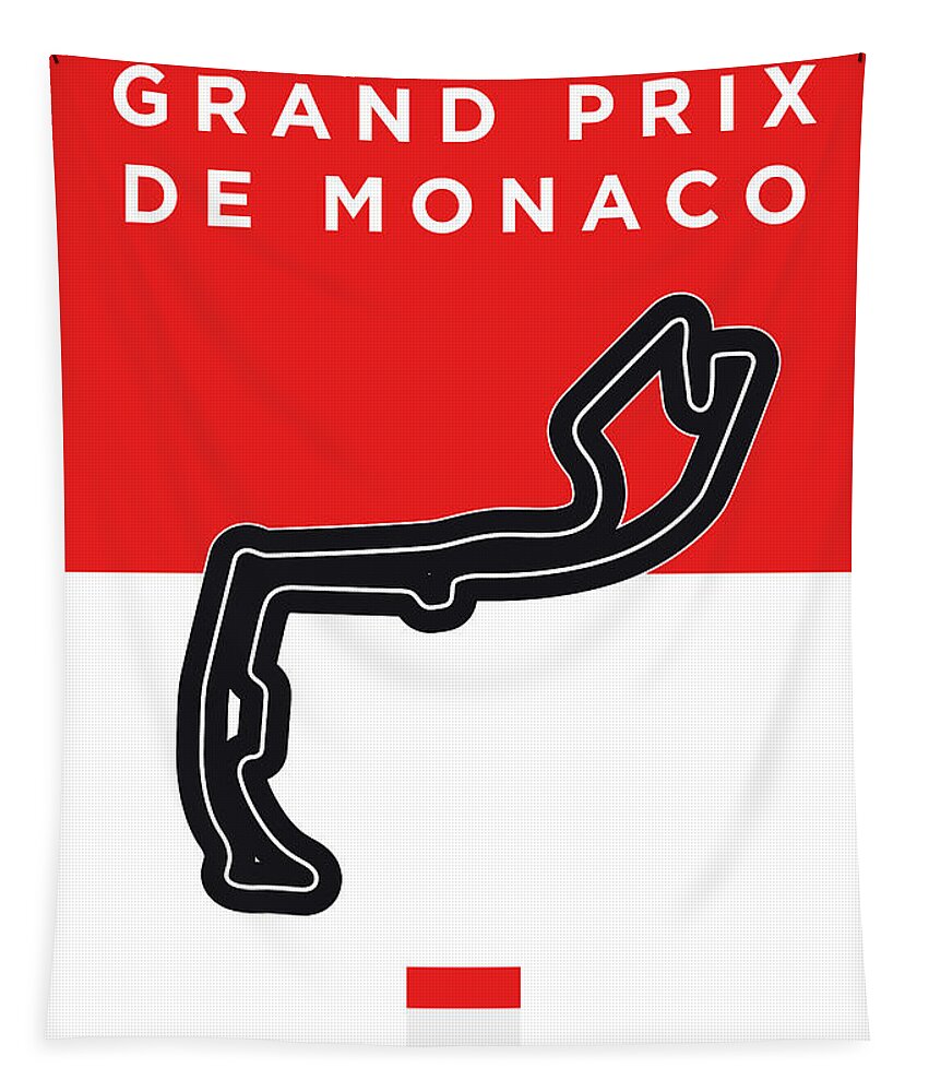De Tapestry featuring the digital art My Grand Prix De Monaco Minimal Poster by Chungkong Art