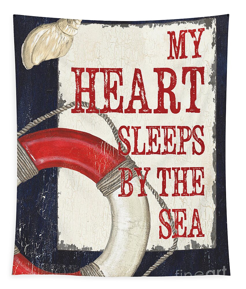 Beach Tapestry featuring the painting My Heart Sleeps by the Sea by Debbie DeWitt