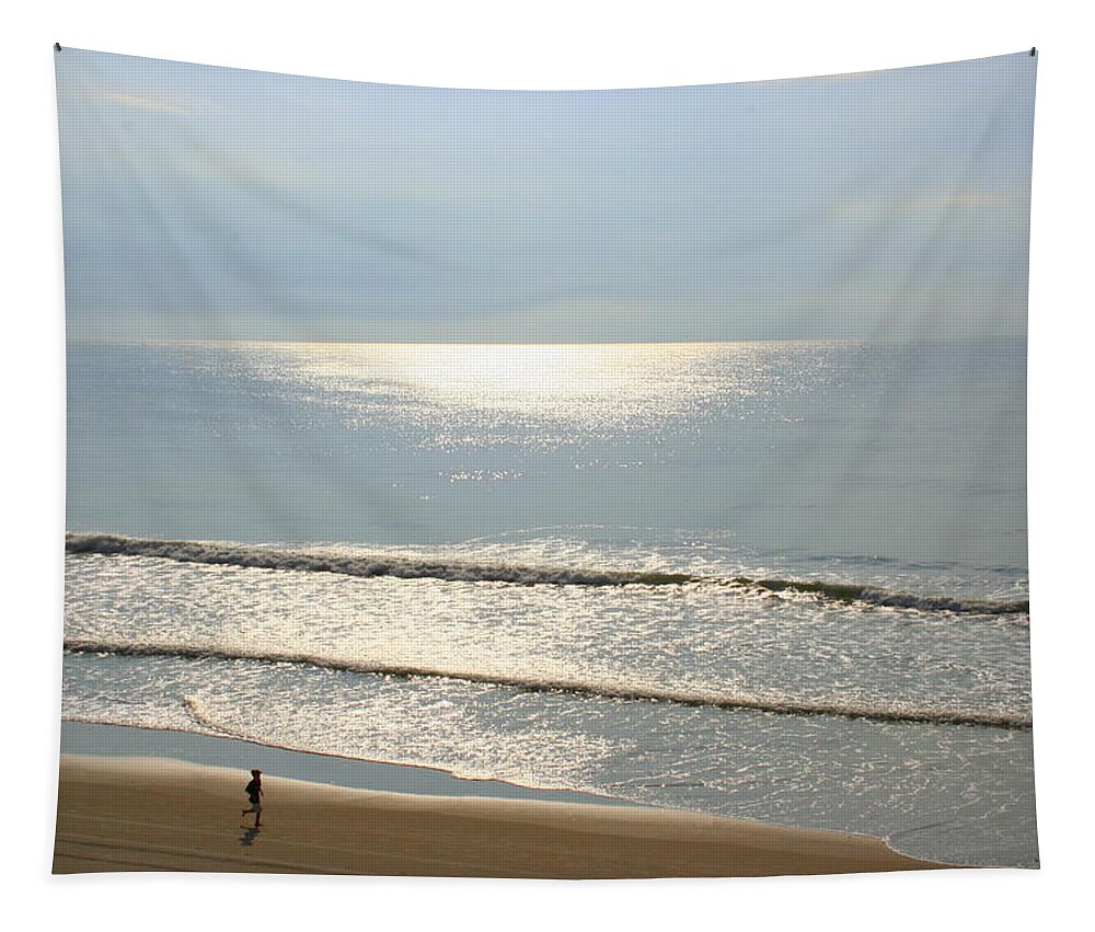 Seascape Tapestry featuring the photograph My morning run by Julie Lueders 
