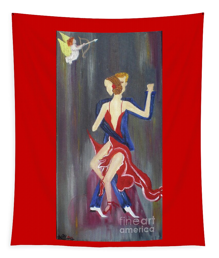 Cupid Tapestry featuring the painting My Secret Valentine by Artist Linda Marie