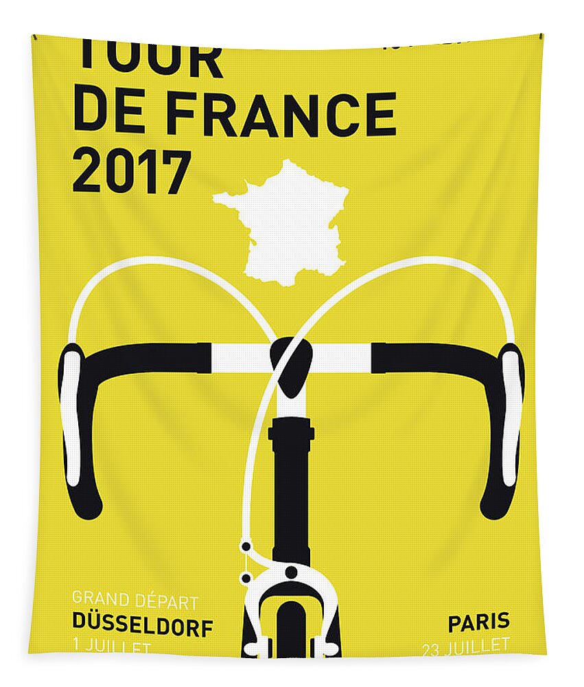2017 Tapestry featuring the digital art My Tour De France Minimal Poster 2017 by Chungkong Art